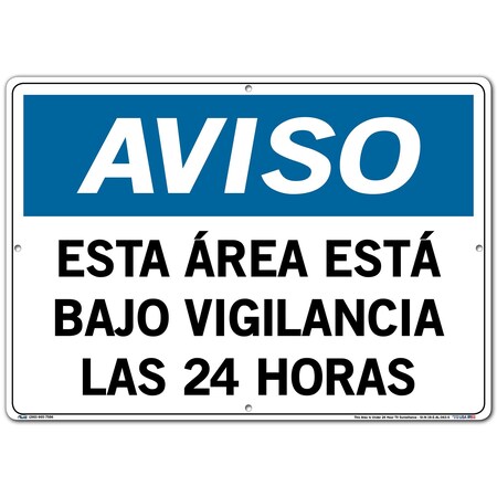 Vestil Aluminum Sign, 14-1/2" Height, 20-1/2" Width, Aluminum, Rectangle, Spanish SI-N-18-E-AL-063-S